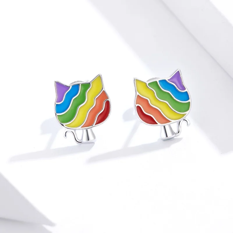 (afbeelding voor) Pandora Style Regenboog Kitty Oorknopjes - SCE823 - Bekijken 2