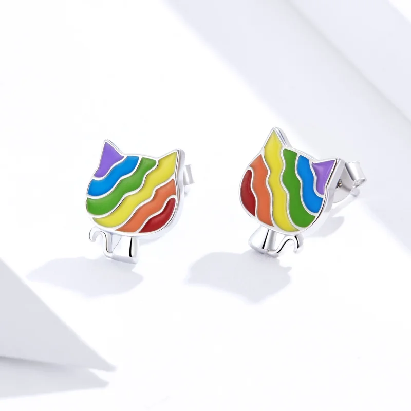(afbeelding voor) Pandora Style Regenboog Kitty Oorknopjes - SCE823 - Bekijken 3