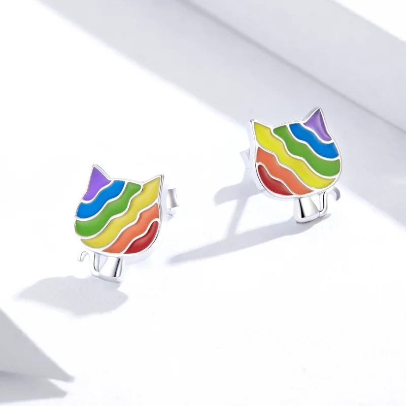 (afbeelding voor) Pandora Style Regenboog Kitty Oorknopjes - SCE823 - Bekijken 4