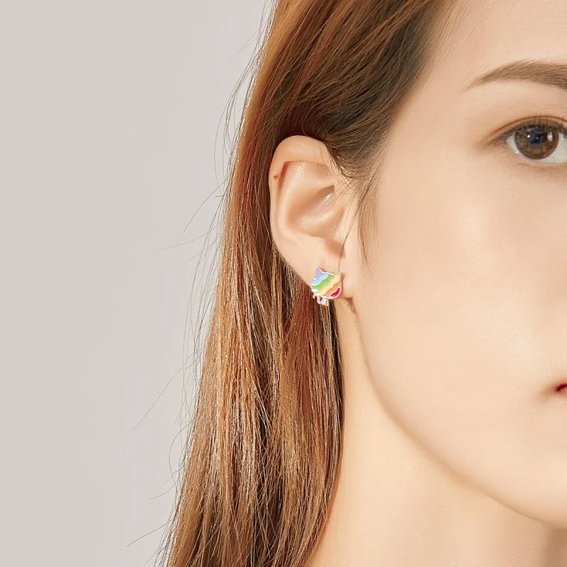 (afbeelding voor) Pandora Style Regenboog Kitty Oorknopjes - SCE823 - Bekijken 5