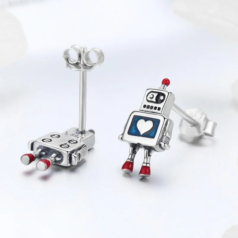 (afbeelding voor) Pandora Style Robot Oorknopjes - SCE477 - Bekijken 5