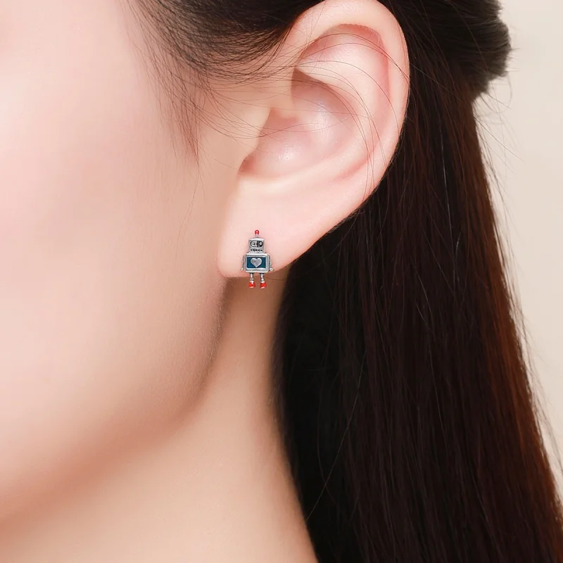(afbeelding voor) Pandora Style Robot Oorknopjes - SCE477 - Bekijken 6