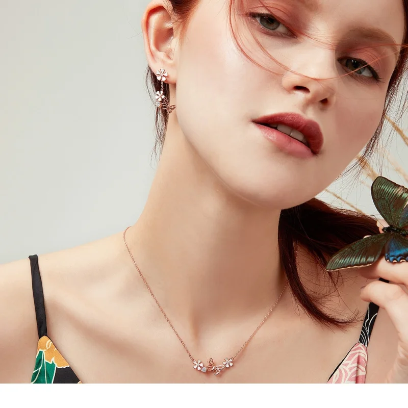 (afbeelding voor) Pandora Style Rose Dansende vlinder Oorhangers - BSE100 - Bekijken 6