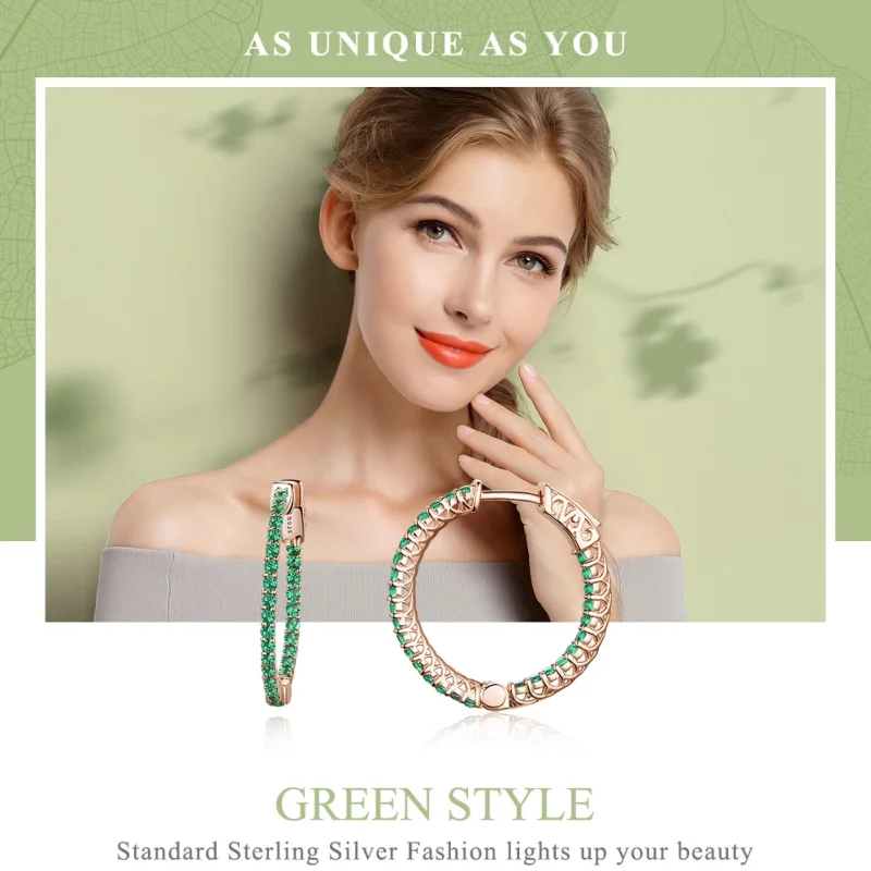 (afbeelding voor) Pandora Style Rose Groene stijl Oorringen - SCE511 - Bekijken 2