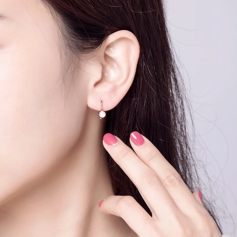 (afbeelding voor) Pandora Style Rose Parel Oorhangers - SCE604 - Bekijken 7