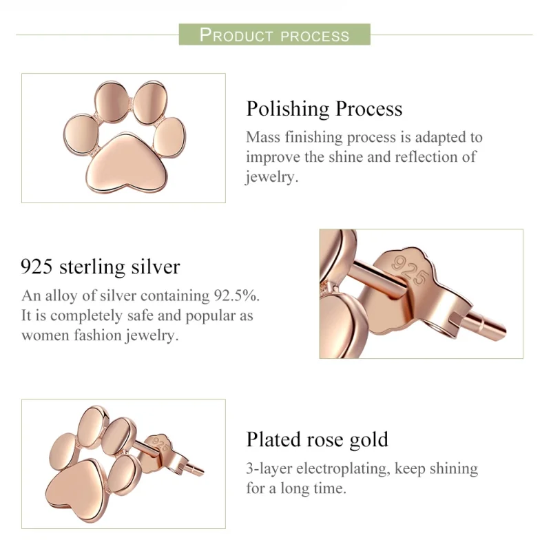 (afbeelding voor) Pandora Style Rose SchattigSchattige Kattenpoot Oorknopjes - SCE407-3 - Bekijken 4