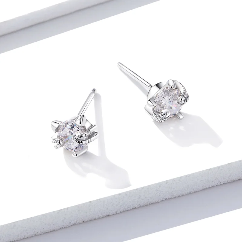 (afbeelding voor) Pandora Style Schattige kat Oorknopjes - BSE205 - Bekijken 5