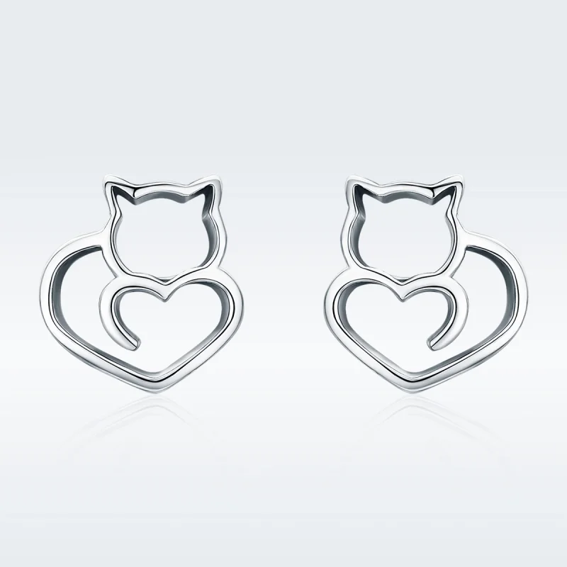 (afbeelding voor) Pandora Style Schattige kat Oorknopjes - SCE271 - Bekijken 2