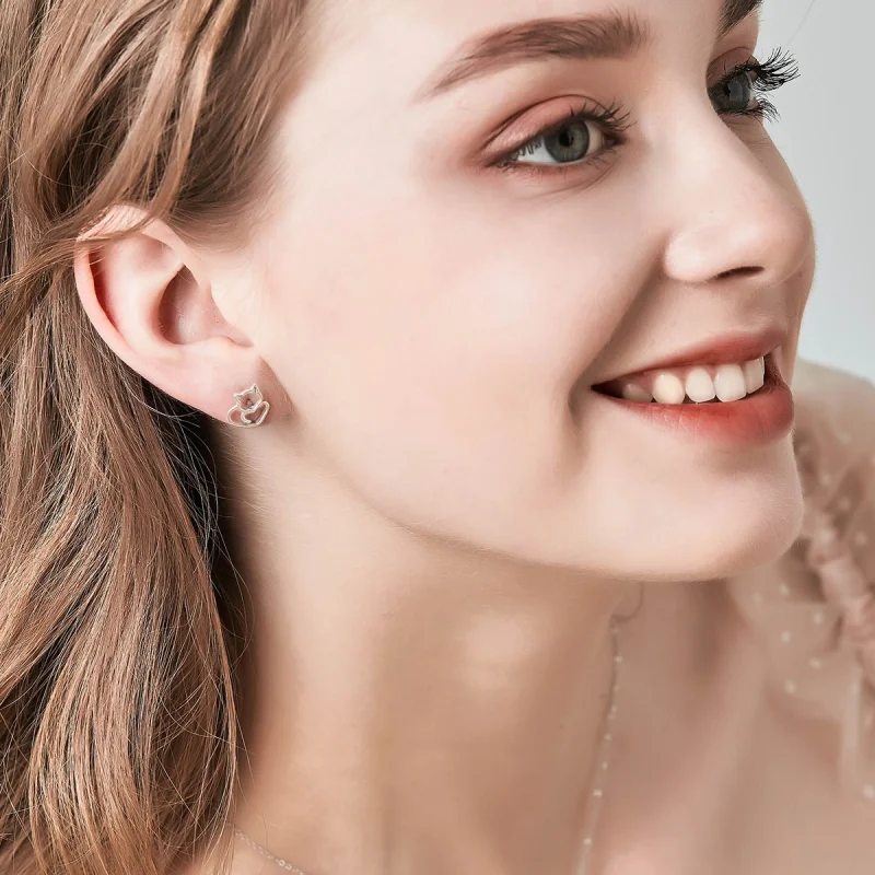 (afbeelding voor) Pandora Style Schattige kat Oorknopjes - SCE271 - Bekijken 9