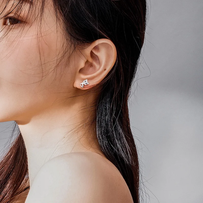 (afbeelding voor) Pandora Style Schattige kat Oorknopjes - SCE797 - Bekijken 5