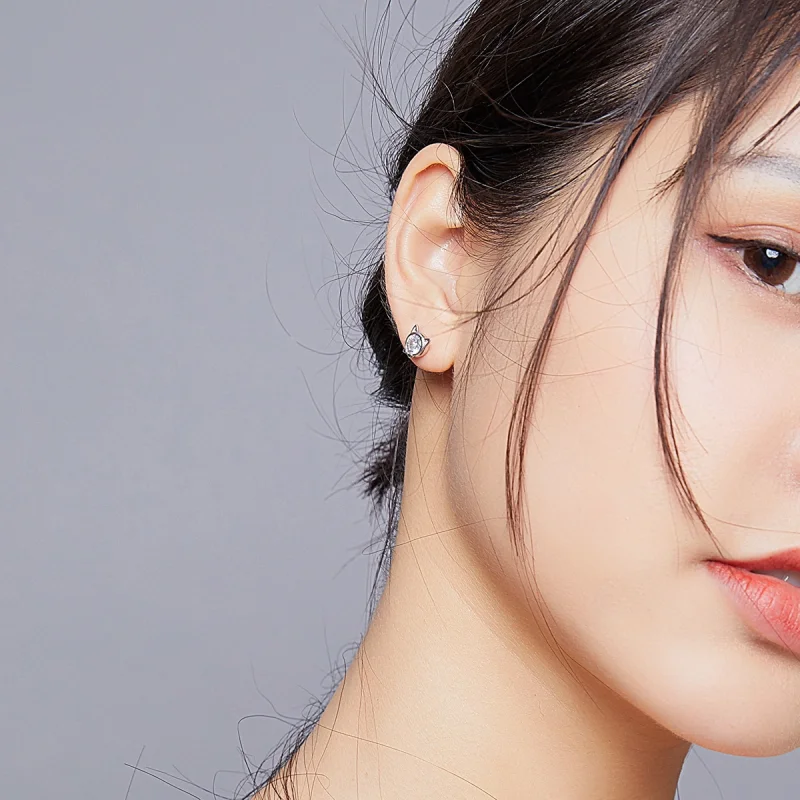 (afbeelding voor) Pandora Style Schattige kat Oorknopjes - SCE899 - Bekijken 7