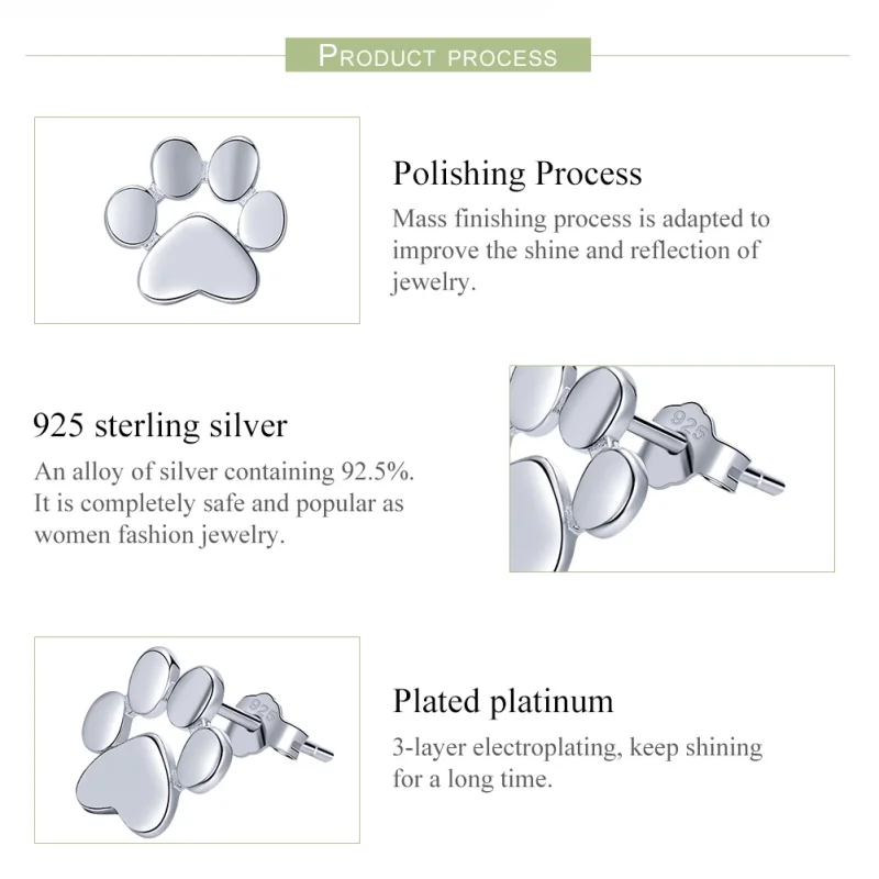 (afbeelding voor) Pandora Style Schattige poot Oorknopjes - SCE407-2 - Bekijken 4