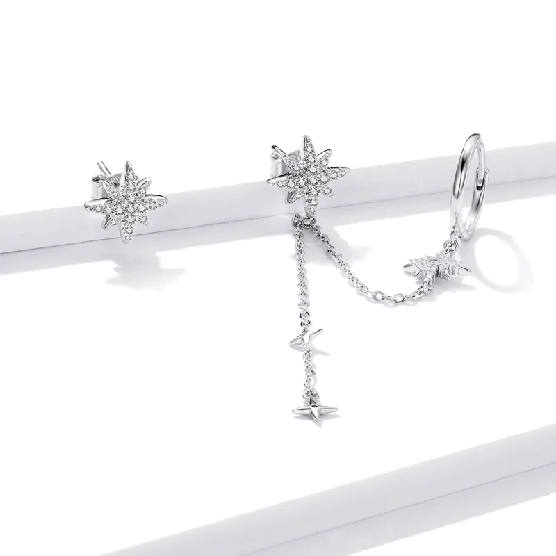 (afbeelding voor) Pandora Style Schijnende sterren Oorhangers - BSE433 - Bekijken 2