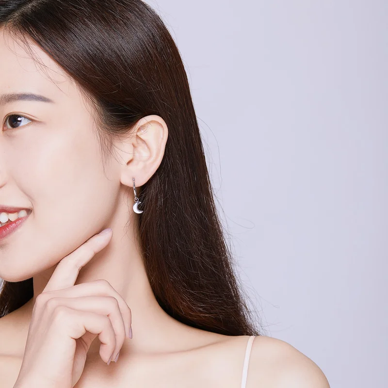 (afbeelding voor) Pandora Style Ster en maan asymmetrie Oorhangers - SCE681 - Bekijken 5