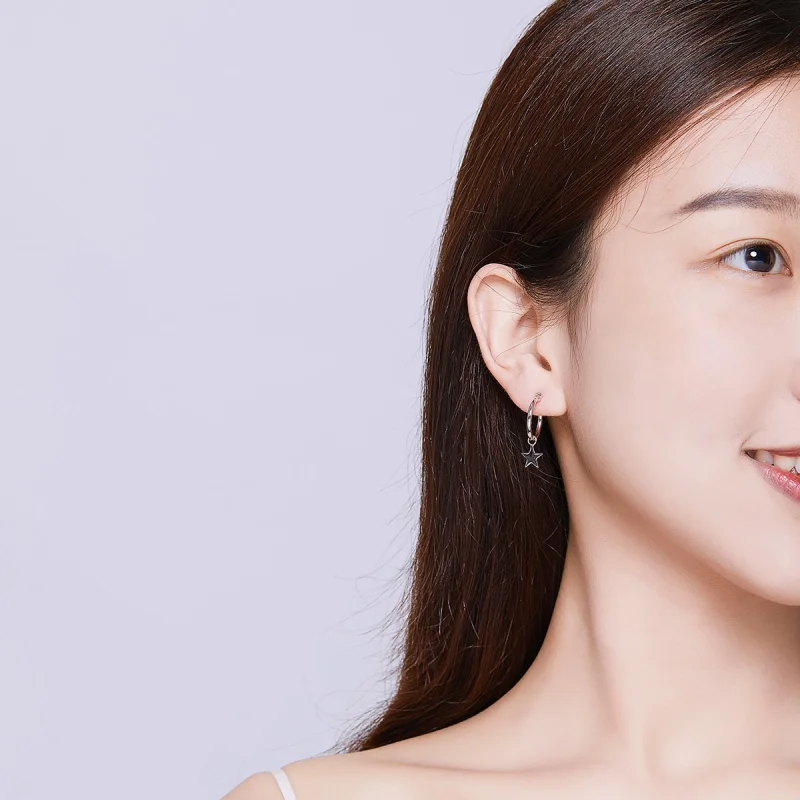 (afbeelding voor) Pandora Style Ster en maan asymmetrie Oorhangers - SCE681 - Bekijken 6