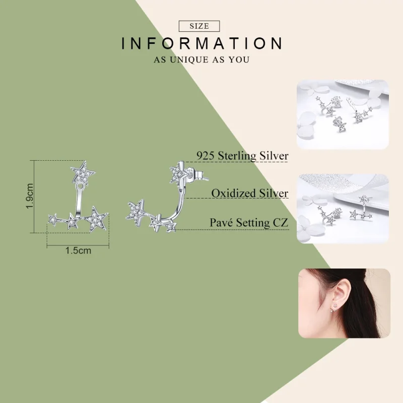 (afbeelding voor) Pandora Style Sterren Oorknopjes - SCE448 - Bekijken 3