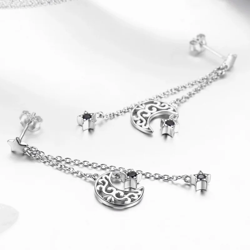 (afbeelding voor) Pandora Style Sterrenlicht Maan Oorhangers - SCE528 - Bekijken 4