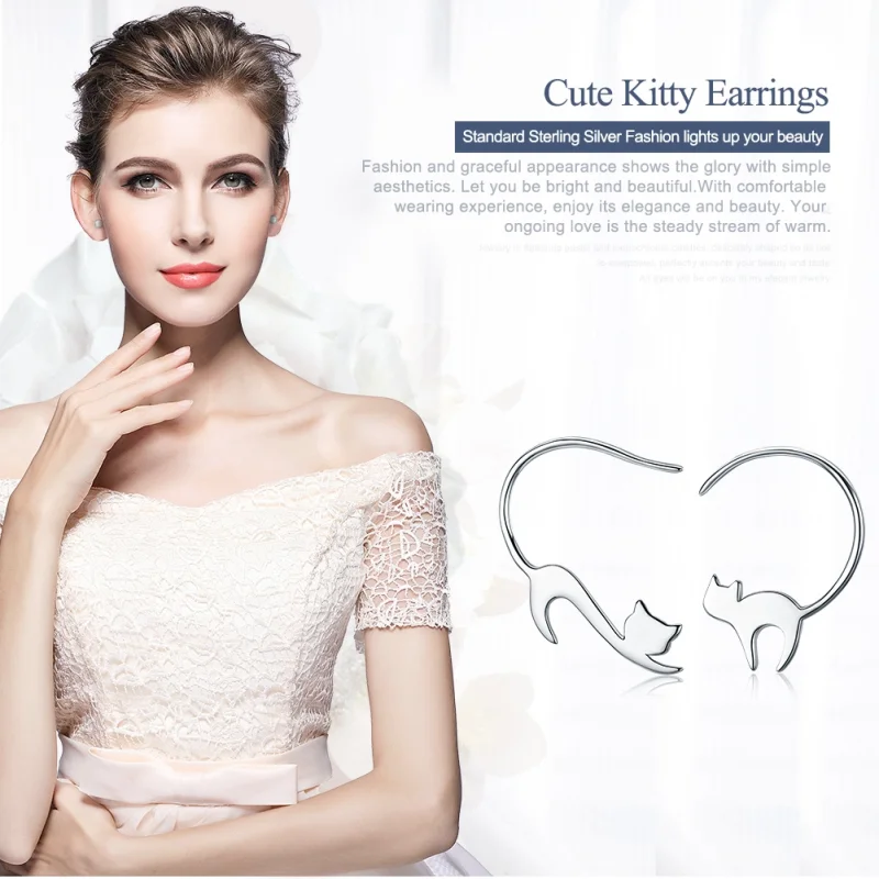 (afbeelding voor) Pandora Style Stoute Kitten Oorknopjes - SCE073 - Bekijken 3