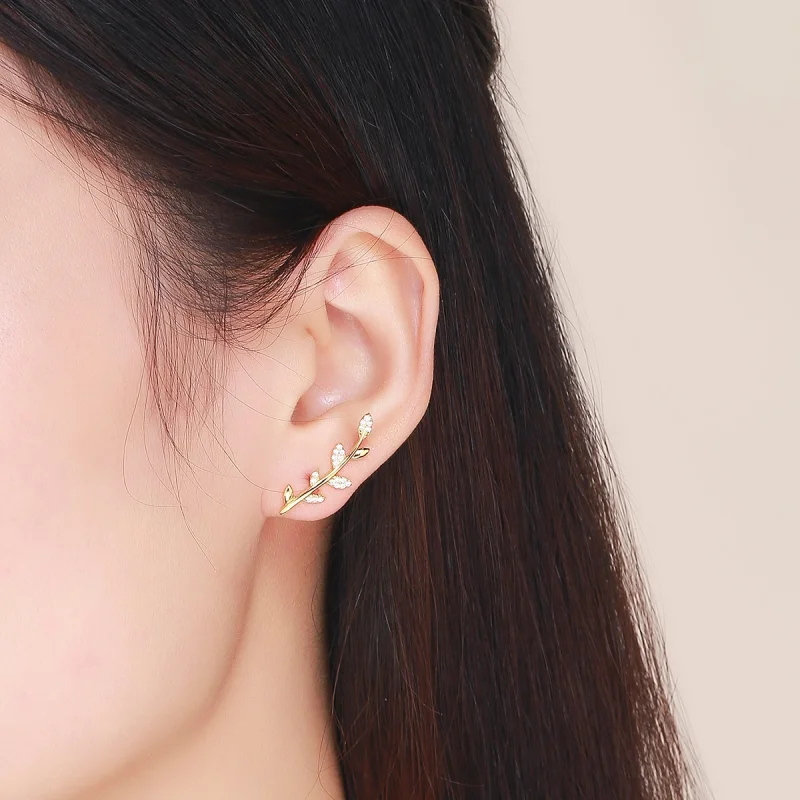 (afbeelding voor) Pandora Style Tak van Bladeren Oorknopjes - SCE556 - Bekijken 5