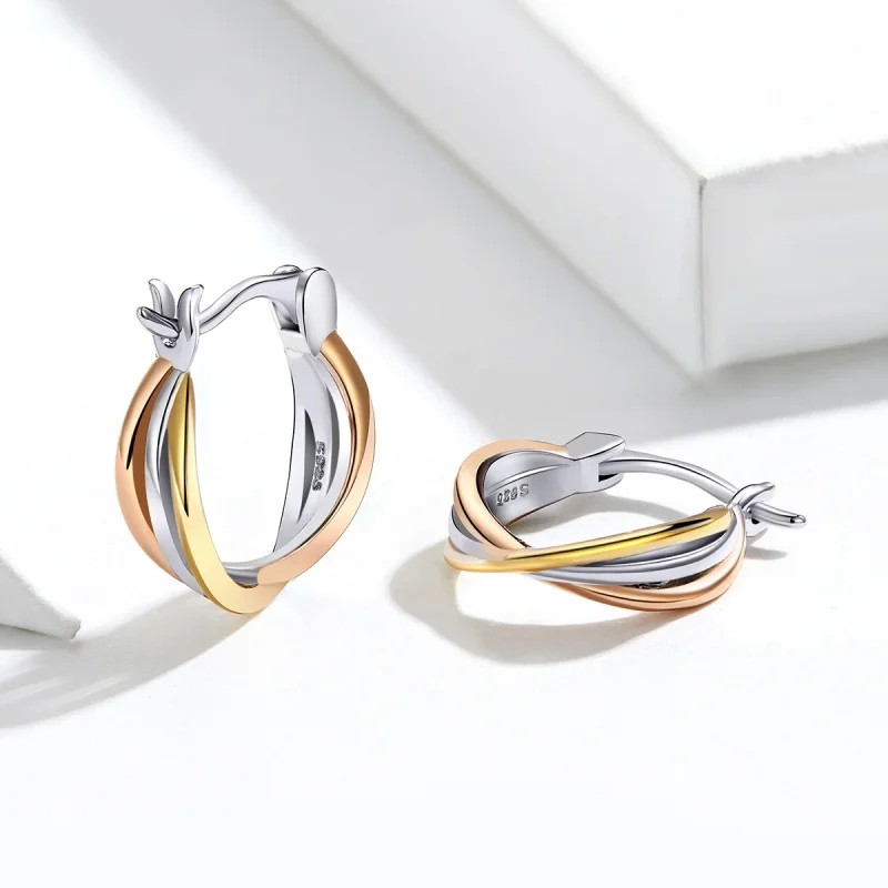 (afbeelding voor) Pandora Style Tweekleurig Oorknopjes - SCE719 - Bekijken 2