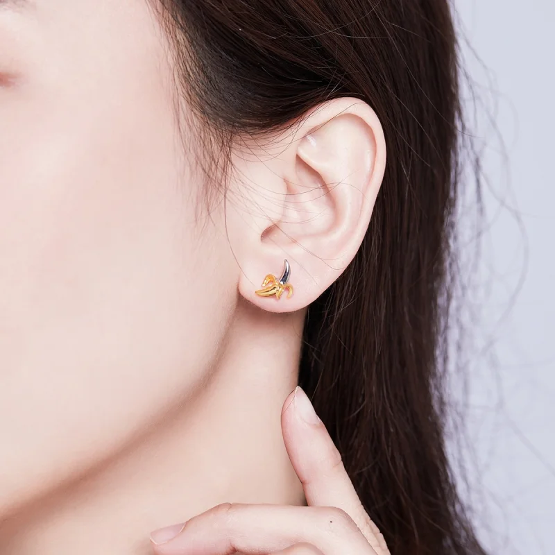 (afbeelding voor) Pandora Style Tweekleurige Leuke Speelse Banaan Oorknopjes - SCE731 - Bekijken 5