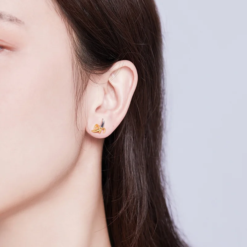 (afbeelding voor) Pandora Style Tweekleurige Leuke Speelse Banaan Oorknopjes - SCE731 - Bekijken 6