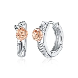 (afbeelding voor) Pandora Style Tweekleurige Rose Vine Oorringen - SCE971