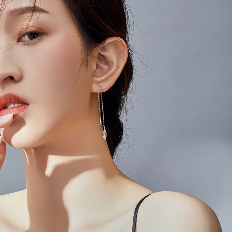 (afbeelding voor) Pandora Style Veer Oorhangers - SCE786 - Bekijken 6