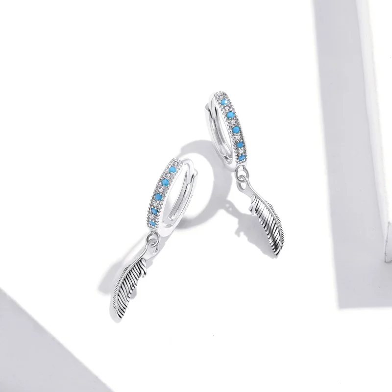 (afbeelding voor) Pandora Style Veer Oorhangers - SCE898 - Bekijken 4