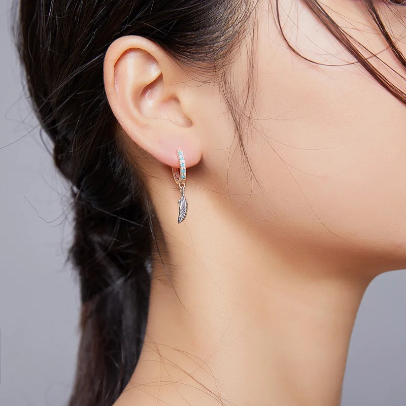 (afbeelding voor) Pandora Style Veer Oorhangers - SCE898 - Bekijken 5