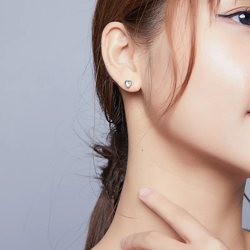 (afbeelding voor) Pandora Style Verhoogd hart Oorknopjes - SCE929 - Bekijken 5