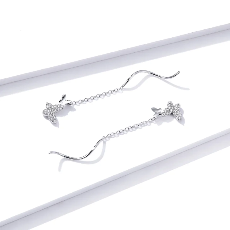 (afbeelding voor) Pandora Style Vliegende Vlinders Oorhangers - BSE436 - Bekijken 3