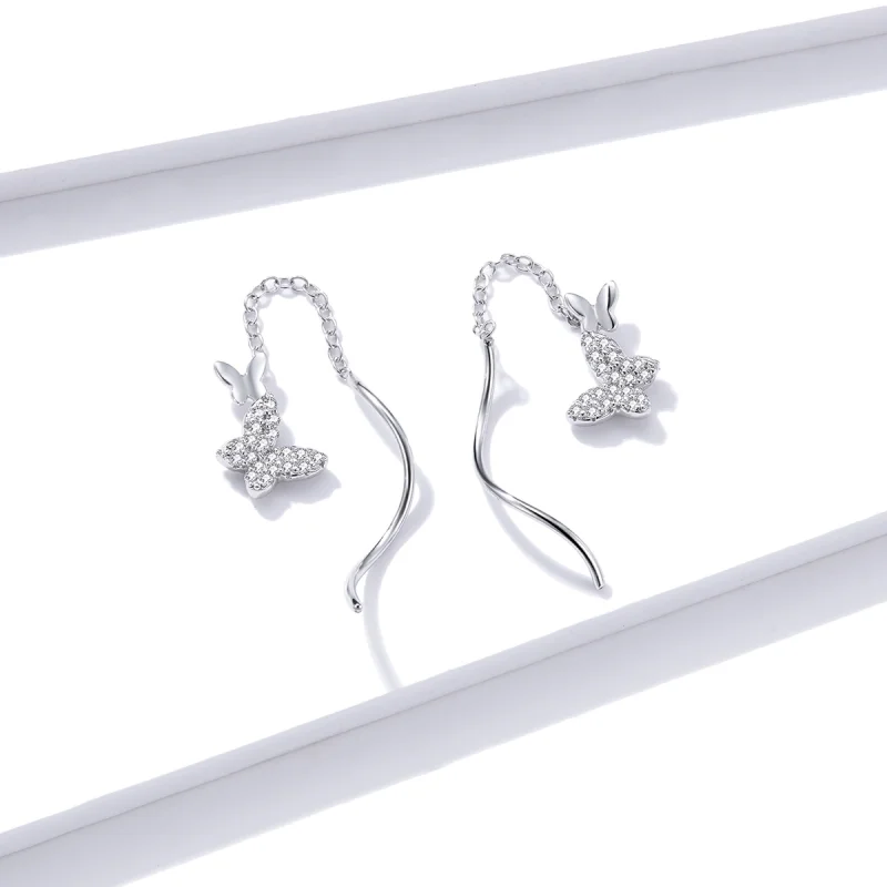 (afbeelding voor) Pandora Style Vliegende Vlinders Oorhangers - BSE436 - Bekijken 4