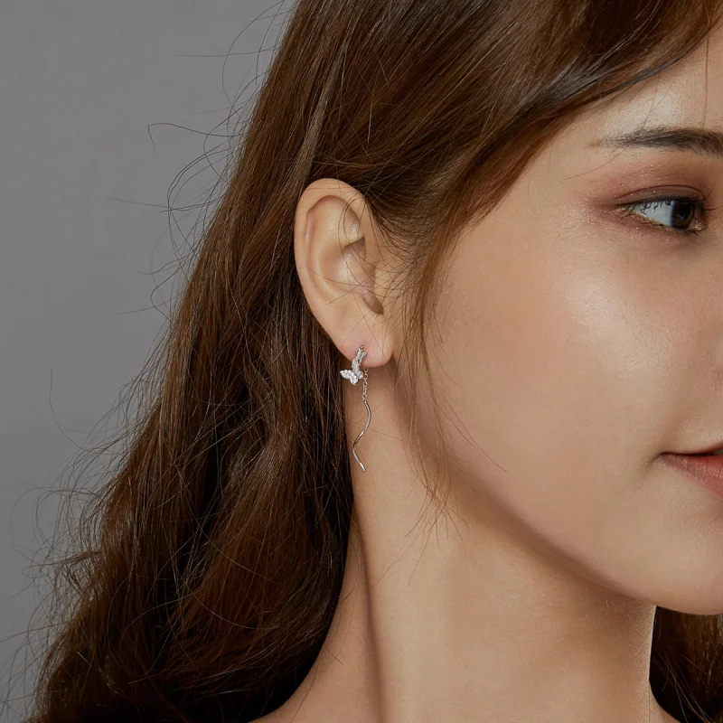 (afbeelding voor) Pandora Style Vliegende Vlinders Oorhangers - BSE436 - Bekijken 6