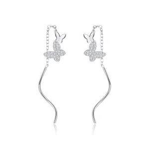 (afbeelding voor) Pandora Style Vliegende Vlinders Oorhangers - BSE436