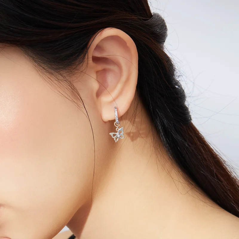 (afbeelding voor) Pandora Style Vlinder Oorhangers - SCE833 - Bekijken 6