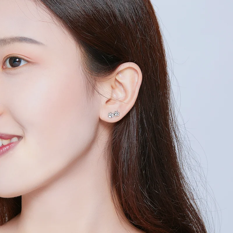 (afbeelding voor) Pandora Style Voetafdrukken van huisdieren Oorknopjes - SCE718 - Bekijken 8