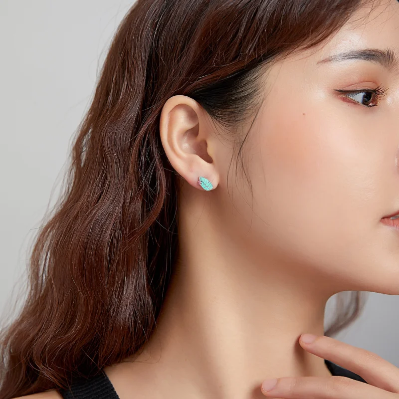 (afbeelding voor) Pandora Style Vogel en blad met grote snavel Oorknopjes - SCE1083 - Bekijken 5