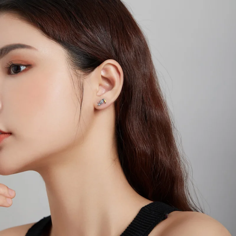 (afbeelding voor) Pandora Style Vogel en blad met grote snavel Oorknopjes - SCE1083 - Bekijken 7