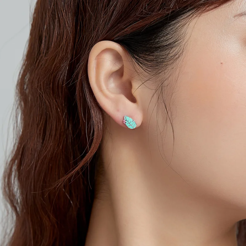 (afbeelding voor) Pandora Style Vogel en blad met grote snavel Oorknopjes - SCE1083 - Bekijken 8