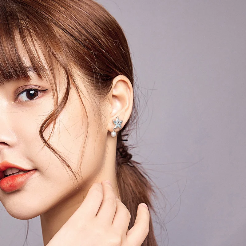 (afbeelding voor) Pandora Style Zeester Met Parels Oorknopjes - BSE405 - Bekijken 6