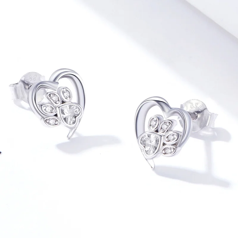 (afbeelding voor) Pandora Style Zorgzame hondenpoot Oorknopjes - SCE654-WH - Bekijken 4