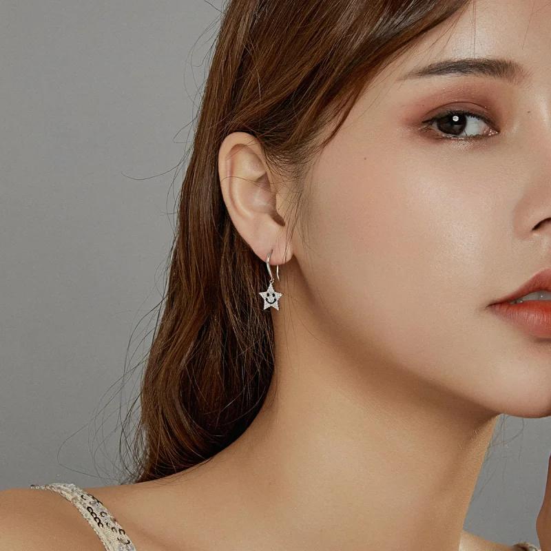 (afbeelding voor) Pandora Style Glimlach Ster Oorhangers - SCE946 - Bekijken 7