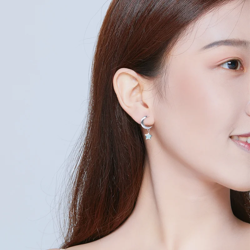 (afbeelding voor) Pandora Style Maan en Ster Opaal Oorhangers - SCE707 - Bekijken 6