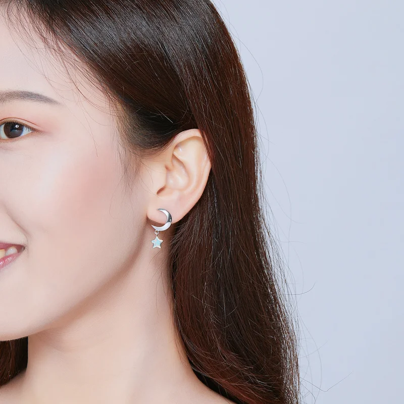 (afbeelding voor) Pandora Style Maan en Ster Opaal Oorhangers - SCE707 - Bekijken 7