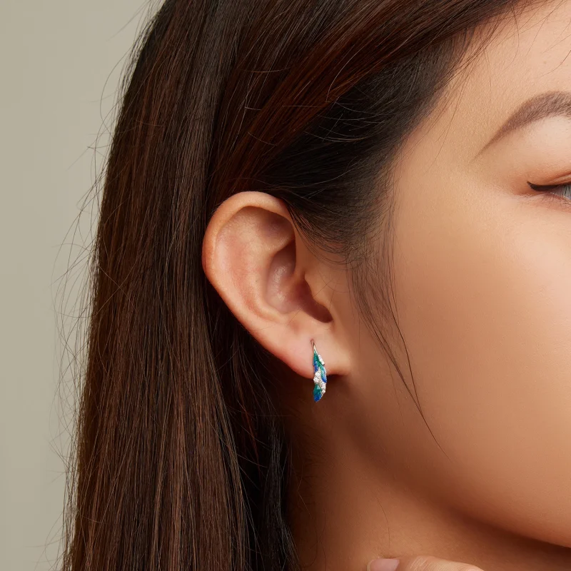 (afbeelding voor) Pandora Style Oogverblindende blauwe veer Oorhangers - BSE707 - Bekijken 4