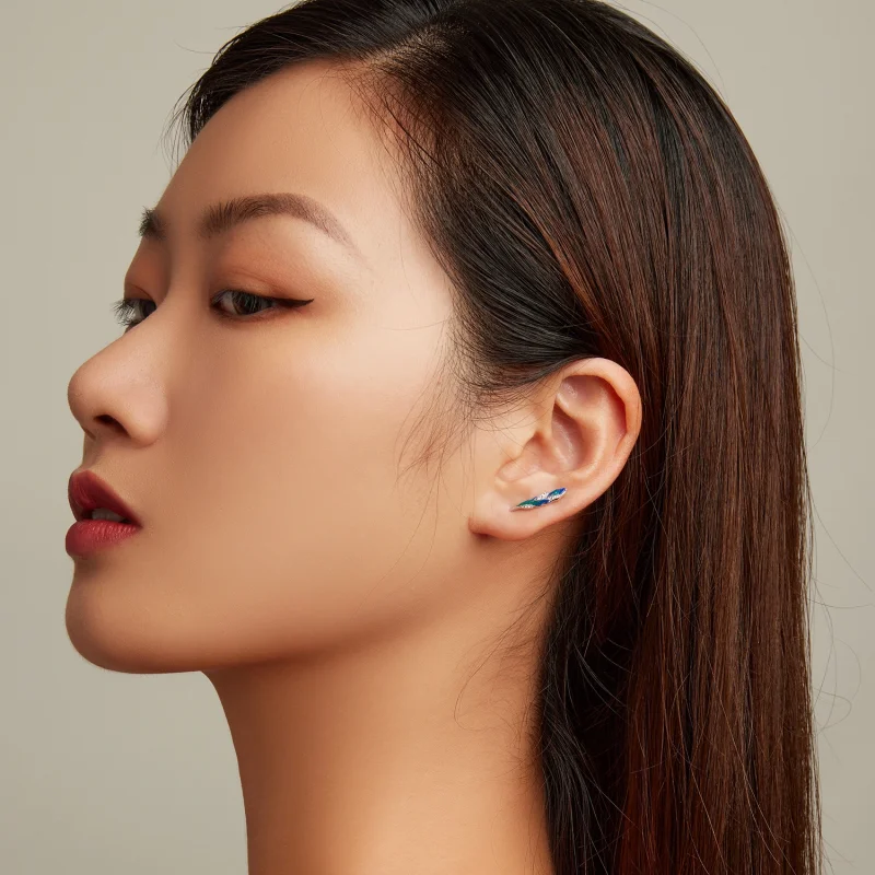 (afbeelding voor) Pandora Style Oogverblindende blauwe veer Oorhangers - BSE707 - Bekijken 6