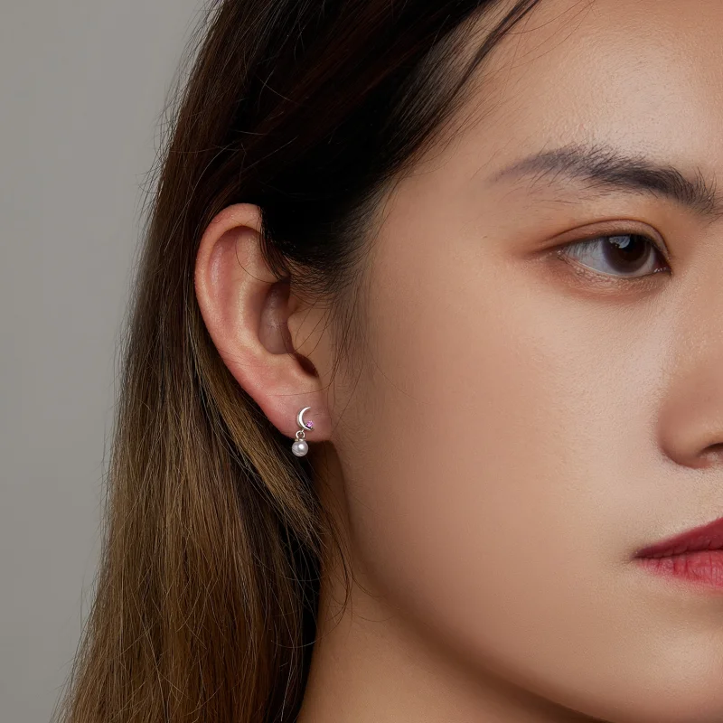 (afbeelding voor) Pandora Style ParelMaan Oorhangers - SCE1430 - Bekijken 6