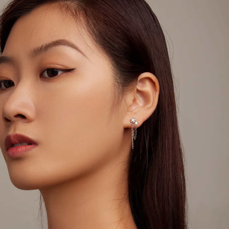 (afbeelding voor) Pandora Style Star Tassel Oorhangers - BSE709 - Bekijken 6