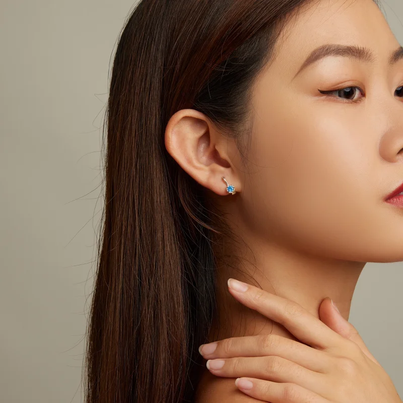 (afbeelding voor) Pandora Style Eenvoudig blauw zirkonium Oorbellen - BSE686 - Bekijken 7